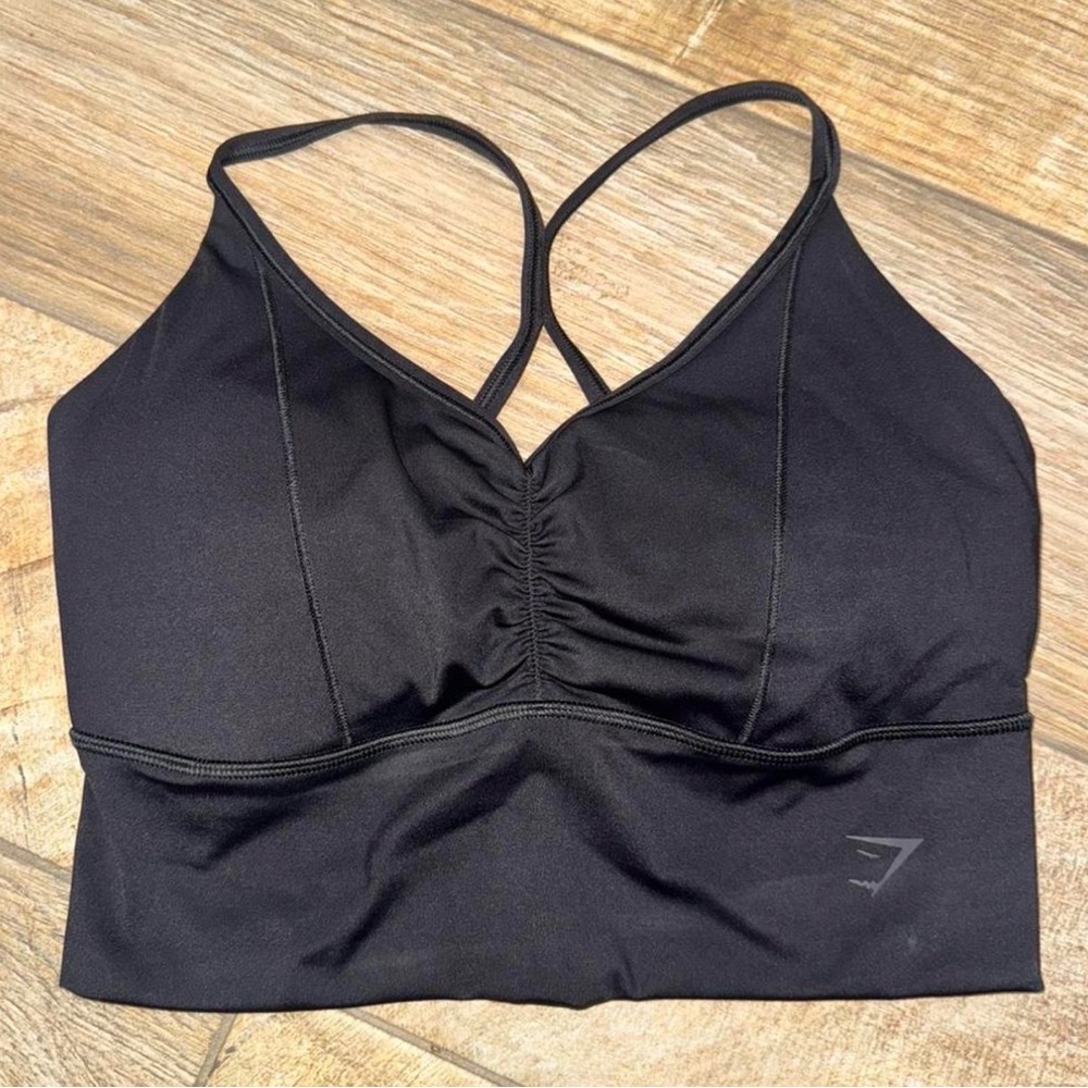 Gymshark Black Ruched Seamless Cross-Back Sports Bralette
